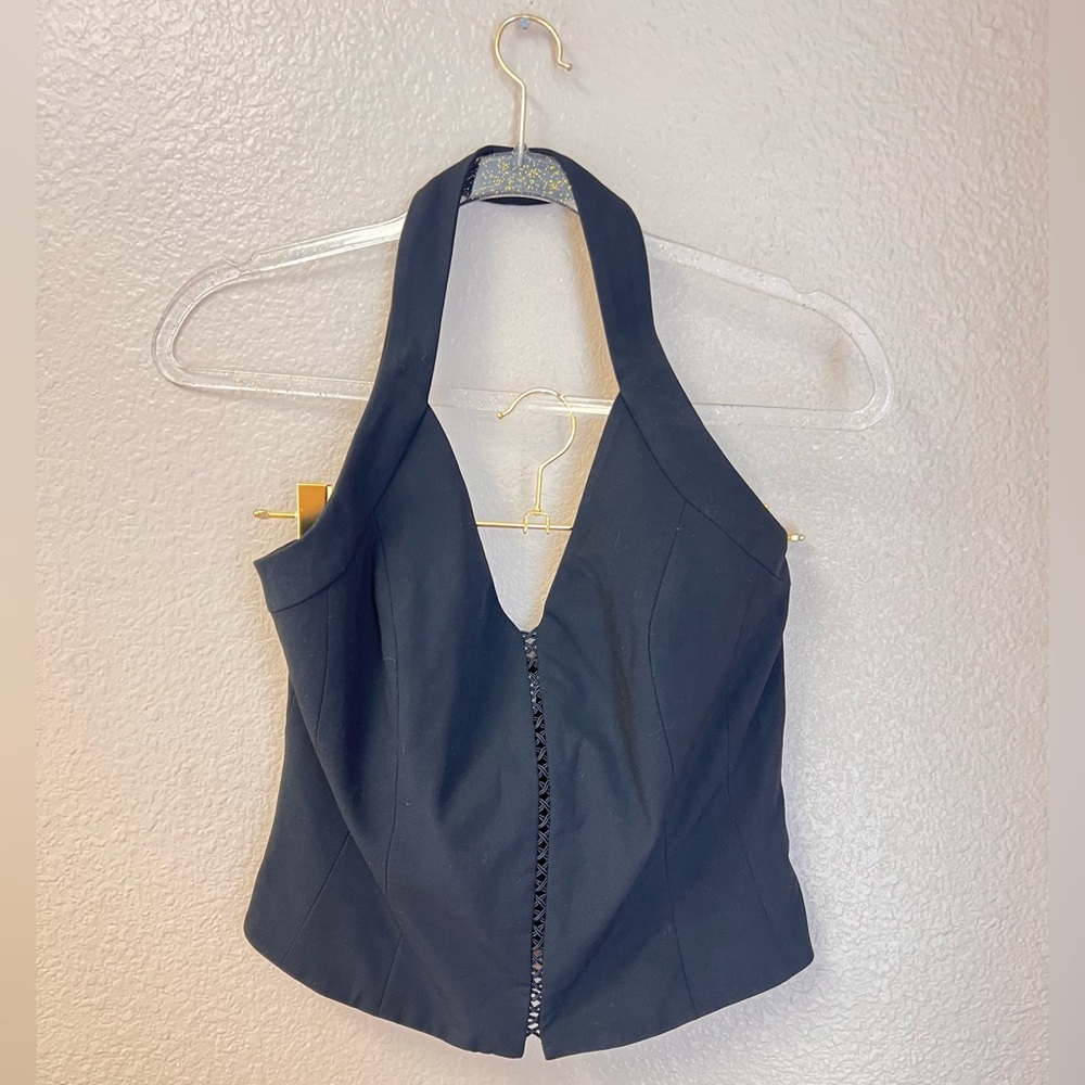Cache Elegant Black Halter Top